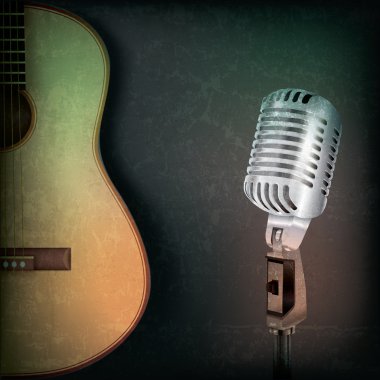 retro mikrofon ve gitar ile soyut müzik arka plan