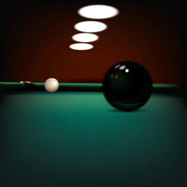 Yeşil kumaş üzerinde bilardo topları olan soyut illüstrasyon