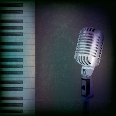 Retro mikrofon ve piyano ile soyut müzik arkaplanı