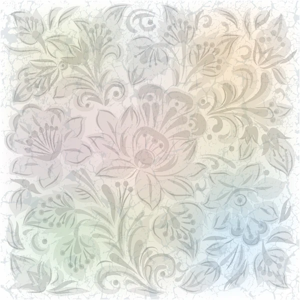 Fond abstrait avec ornement floral gris sur blanc — Image vectorielle