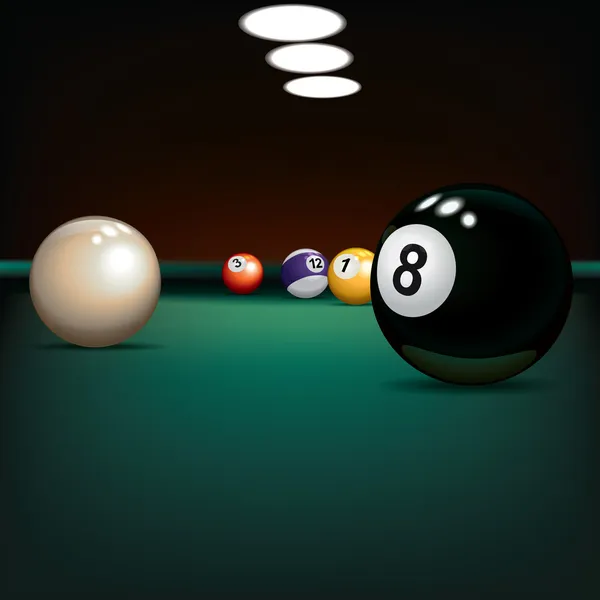 Illustration de jeu avec des boules de billard sur tissu vert — Image vectorielle