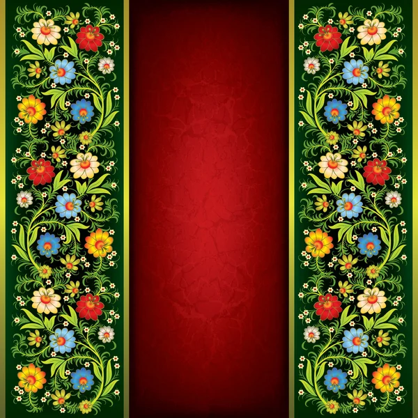 Ornamento floral grunge abstrato com flores de cor — Vetor de Stock