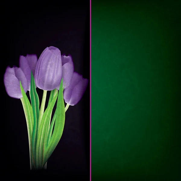 チューリップと花の抽象的な背景 — ストックベクタ