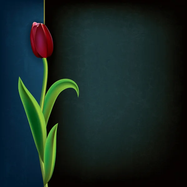 赤いチューリップと抽象的なグランジ花の背景 — ストックベクタ