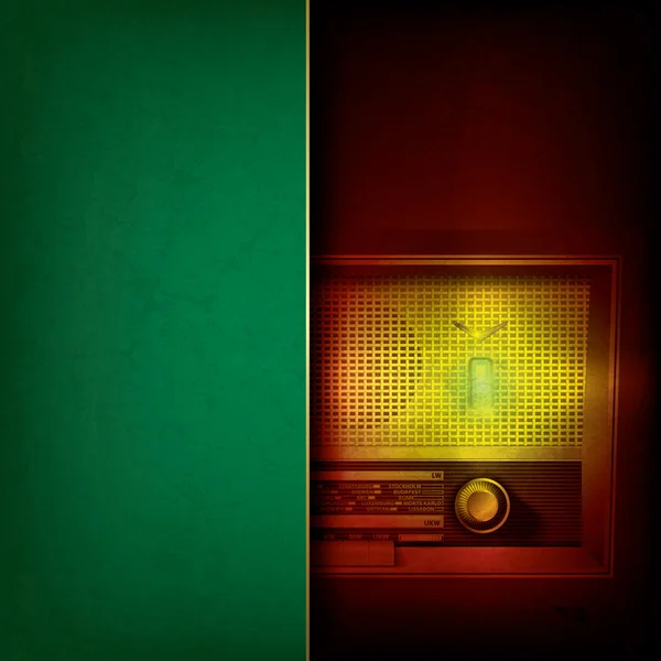 Fondo grunge abstracto con radio retro — Vector de stock