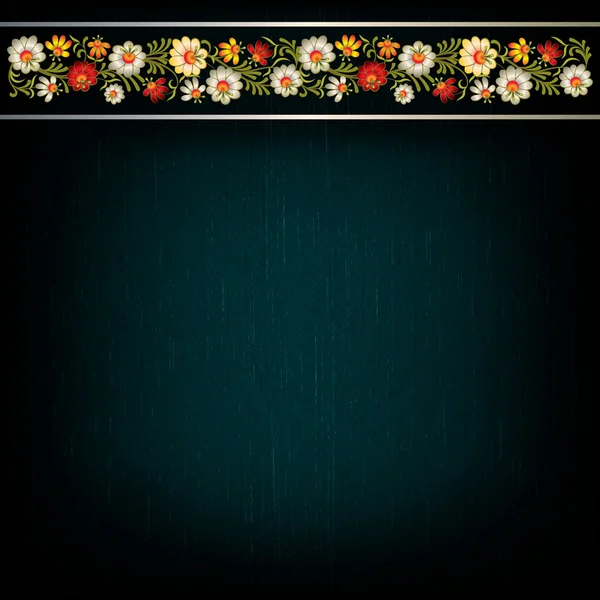 Astratto grunge sfondo con composizione floreale su nero — Vettoriale Stock