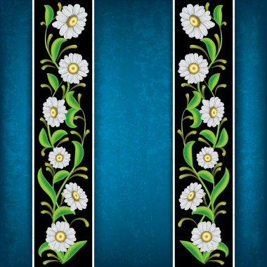Grunge floral arka plan ile chamomiles