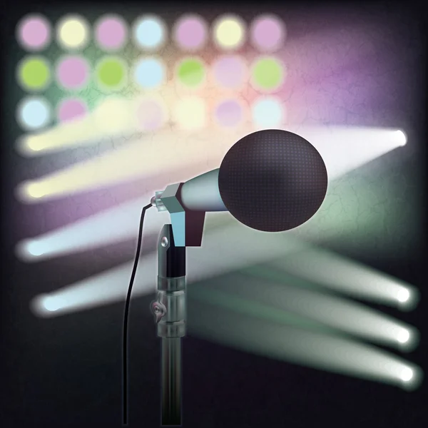 Fond abstrait avec microphone rétro sur scène — Image vectorielle