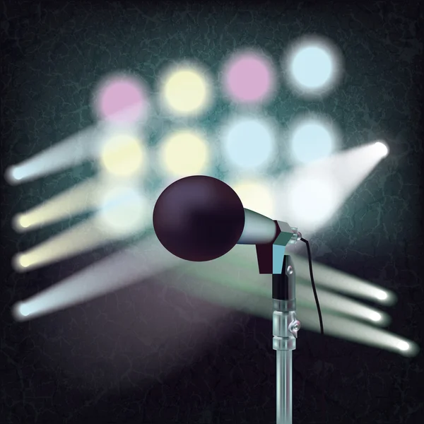 Abstract background with microphone on stage — Stock Vector