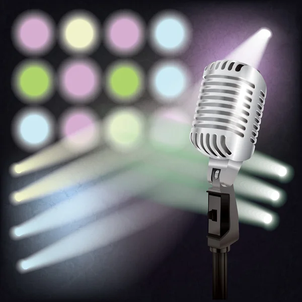 Abstract background with retro microphone on stage — Stock Vector