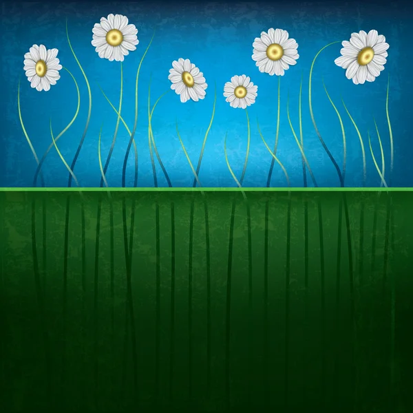 Abstrait grunge fond floral avec des camomilles — Image vectorielle