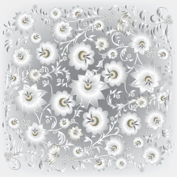 Ornamento floral abstracto aislado en gris — Archivo Imágenes Vectoriales