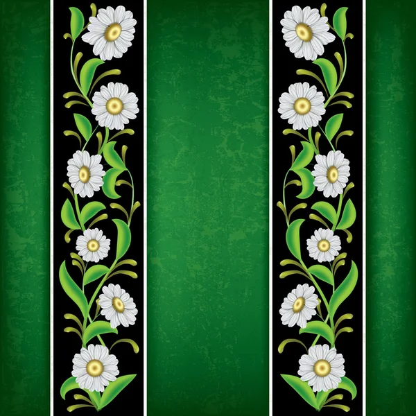 抽象 grunge 花卉背景与 chamomiles — 图库矢量图片