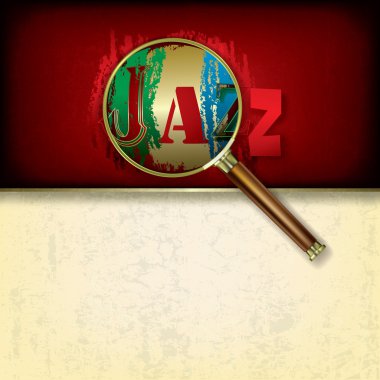 logo caz ve Büyüteç camı soyut müzik arka plan