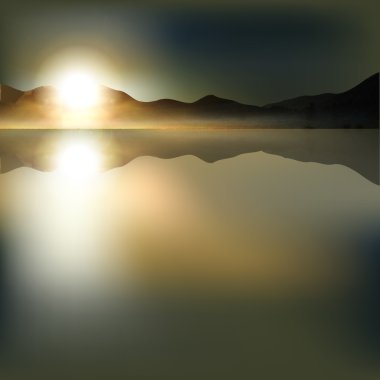 gündoğumu ve dağ arka plan