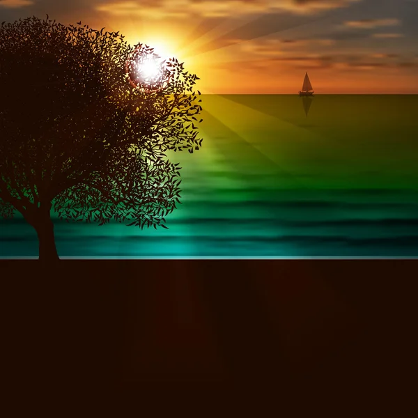 Абстрактный природный фон с восходом солнца — стоковый вектор