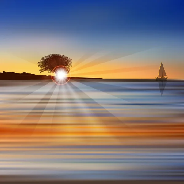 Fond naturel abstrait avec lever de soleil sur la mer — Image vectorielle