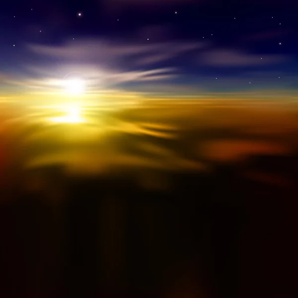 Abstrakt bakgrund med soluppgång och moln — Stock vektor
