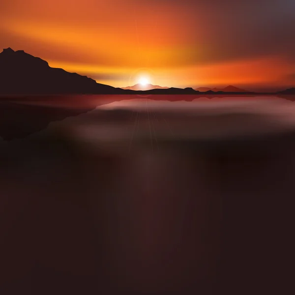 Fundo abstrato com pôr do sol e montanhas — Vetor de Stock