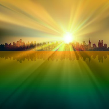 abstracte achtergrond met boom en zonsopgang