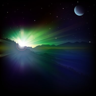 gündoğumu ve dağ arka plan