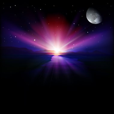 gündoğumu ve dağ arka plan