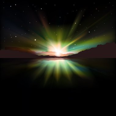 gündoğumu ve dağ arka plan