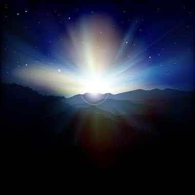 Gün batımı ve dağlarla soyut arkaplan