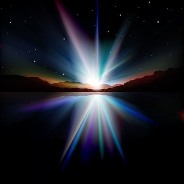 gündoğumu ve dağ arka plan