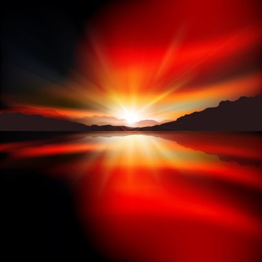 gündoğumu ve dağ arka plan