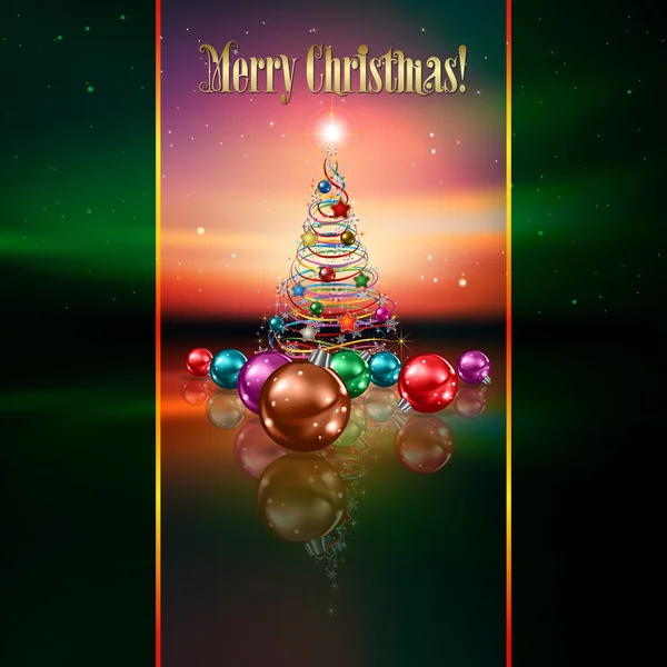 Özet selamlama ile Noel ağacı ve yıldız — Stok Vektör