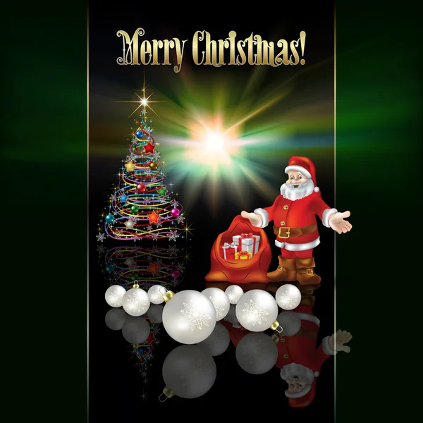 Abstracte christmas greeting met santa claus — Stockvector