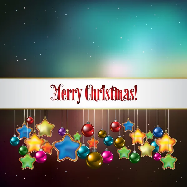 Abstract christmas greeting met decoraties — Stockvector