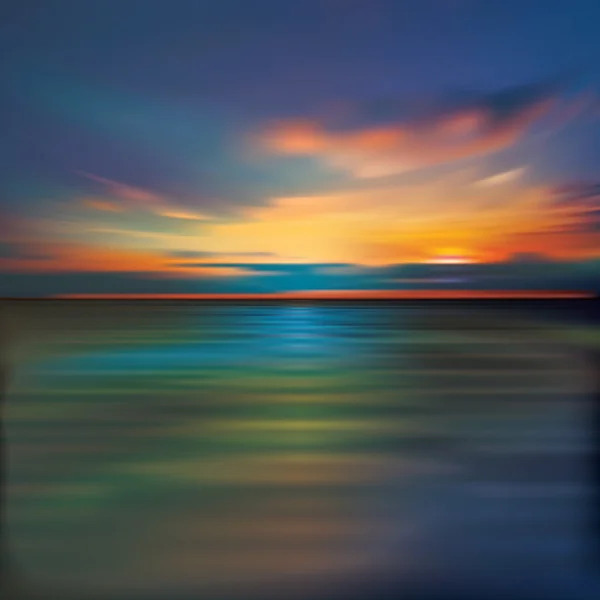 Abstracte achtergrond met wolken en zonsopgang op zee — Stockvector