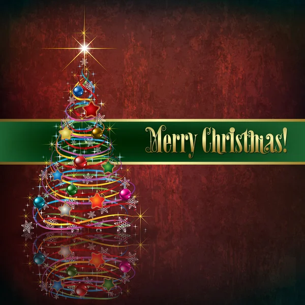 クリスマス ツリーとお祝いの挨拶 — ストックベクタ