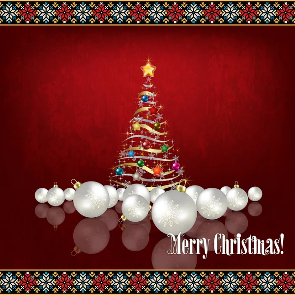 Αφηρημένη γιορτή χαιρετισμό με χριστουγεννιάτικο δέντρο — Διανυσματικό Αρχείο
