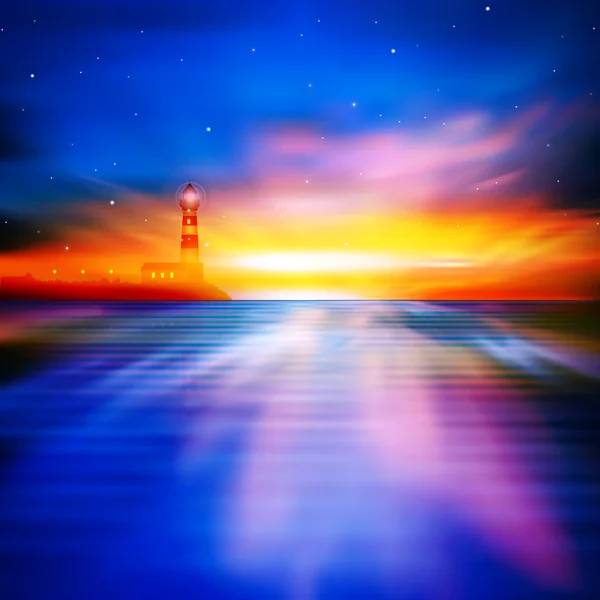 Abstrakter Hintergrund mit Silhouette des Leuchtturms — Stockvektor