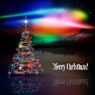 Özet selamlama ile Noel ağacı ve yıldız