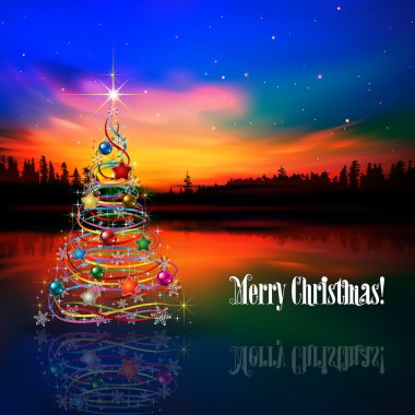 Özet selamlama ile Noel ağacı ve yıldız