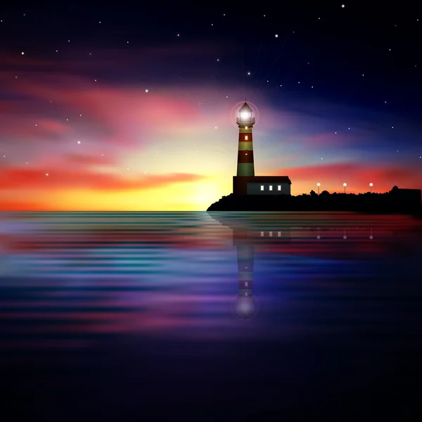 Fond abstrait avec silhouette de phare — Image vectorielle