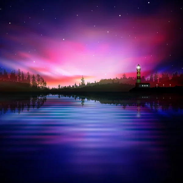 Abstrakter Hintergrund mit Silhouette des Leuchtturms — Stockvektor