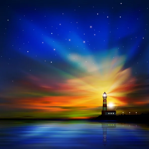 Fond abstrait avec silhouette de phare — Image vectorielle