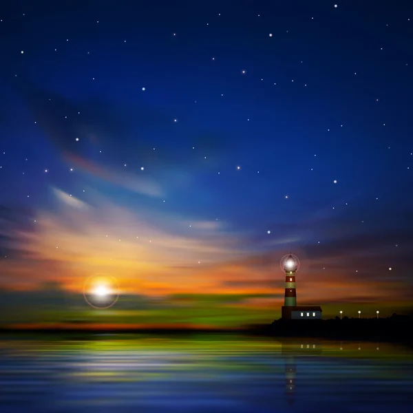 Fond abstrait avec silhouette de phare — Image vectorielle