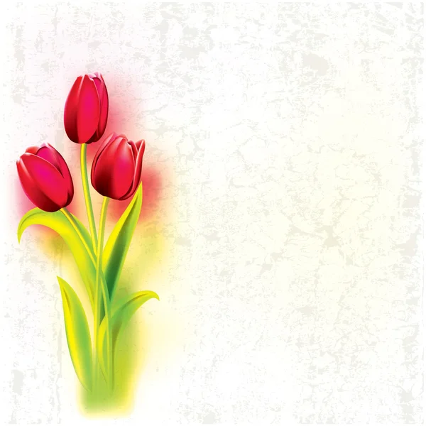 Abstract grunge background with tulips — Stock Vector