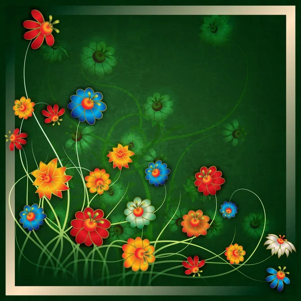 Abstrato grunge fundo floral com flores —  Vetores de Stock