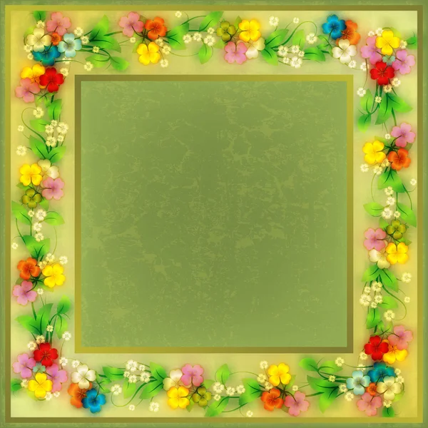 Abstrakter Grunge-Hintergrund mit Frühlingsblumen — Stockvektor