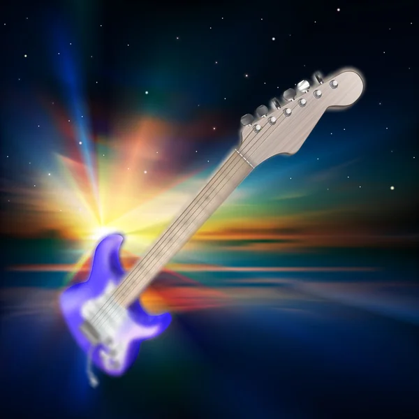 Abstract music background with electric guitar — Stock Vector