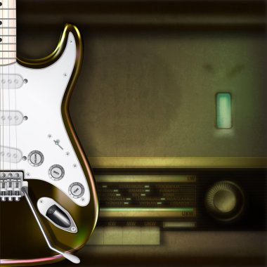 elektro gitar ve retro radyo ile arka plan