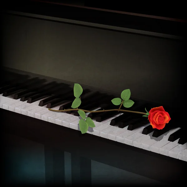 Abstrakter Grunge dunkler Hintergrund mit Rose am Piano — Stockvektor