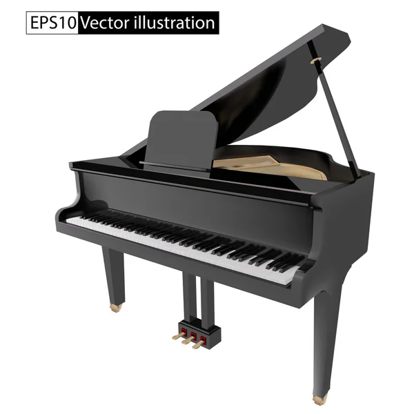 Vector illustration gand piano isolated on White background — Stock Vector